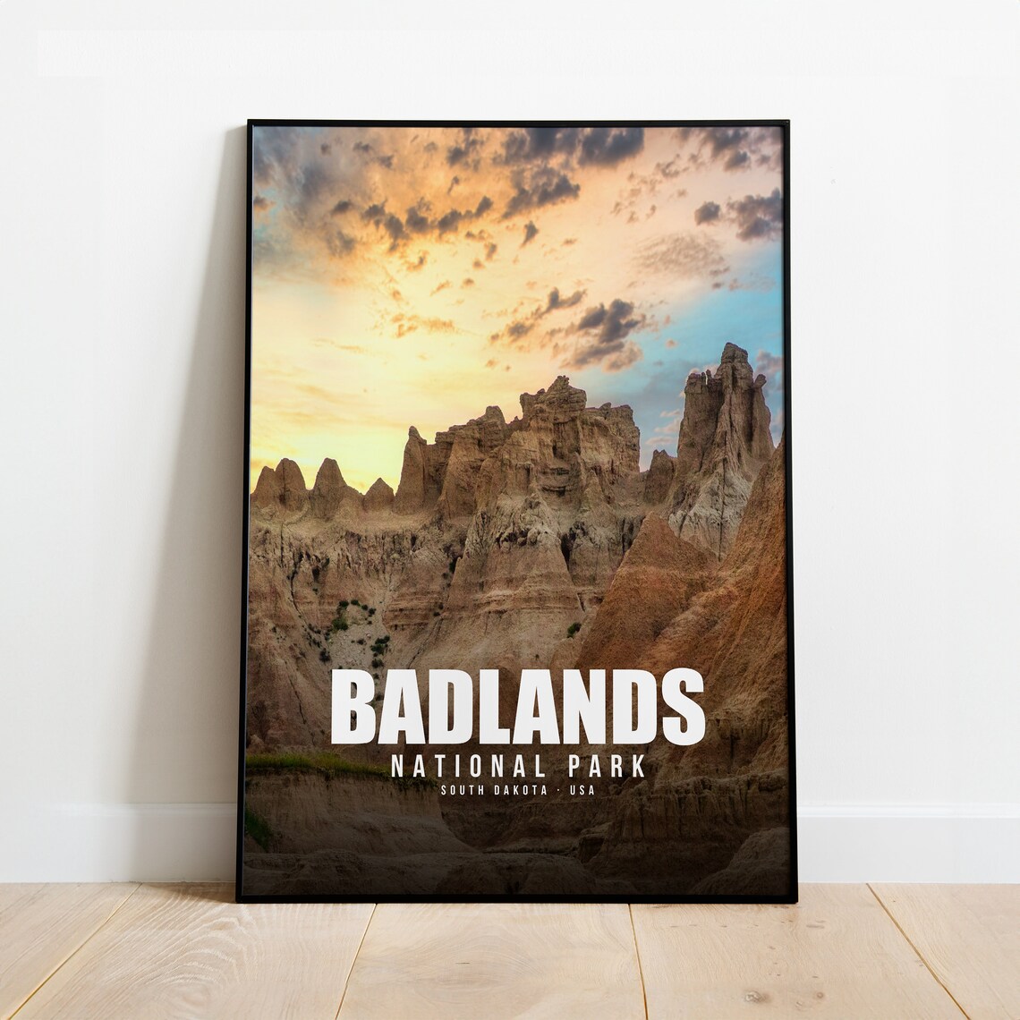 Badlands National Park South Dakota Sunset Formations Photo Travel Poster