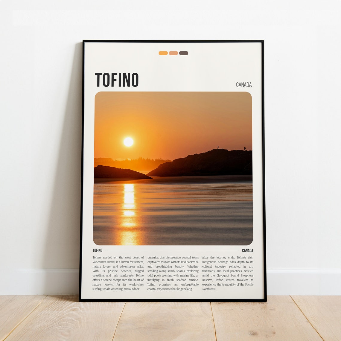 Tofino Canada Travel Poster Beach Sunset Ocean Wave Modern Art