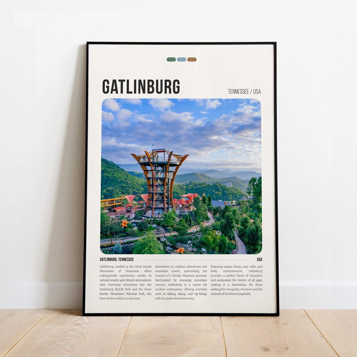 Gatlinburg Tennessee Skylift Tower Smoky Mountains Travel Poster