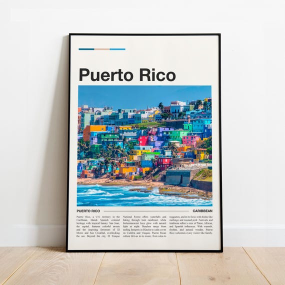 Puerto Rico Travel Poster Minimalist Wall Art Print Various Formats