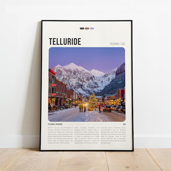 Telluride Colorado Winter Snowy Main Street Mountain Travel Poster