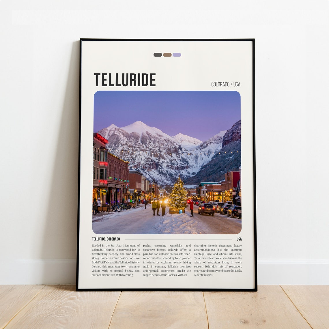 Telluride Colorado Winter Snowy Main Street Mountain Travel Poster