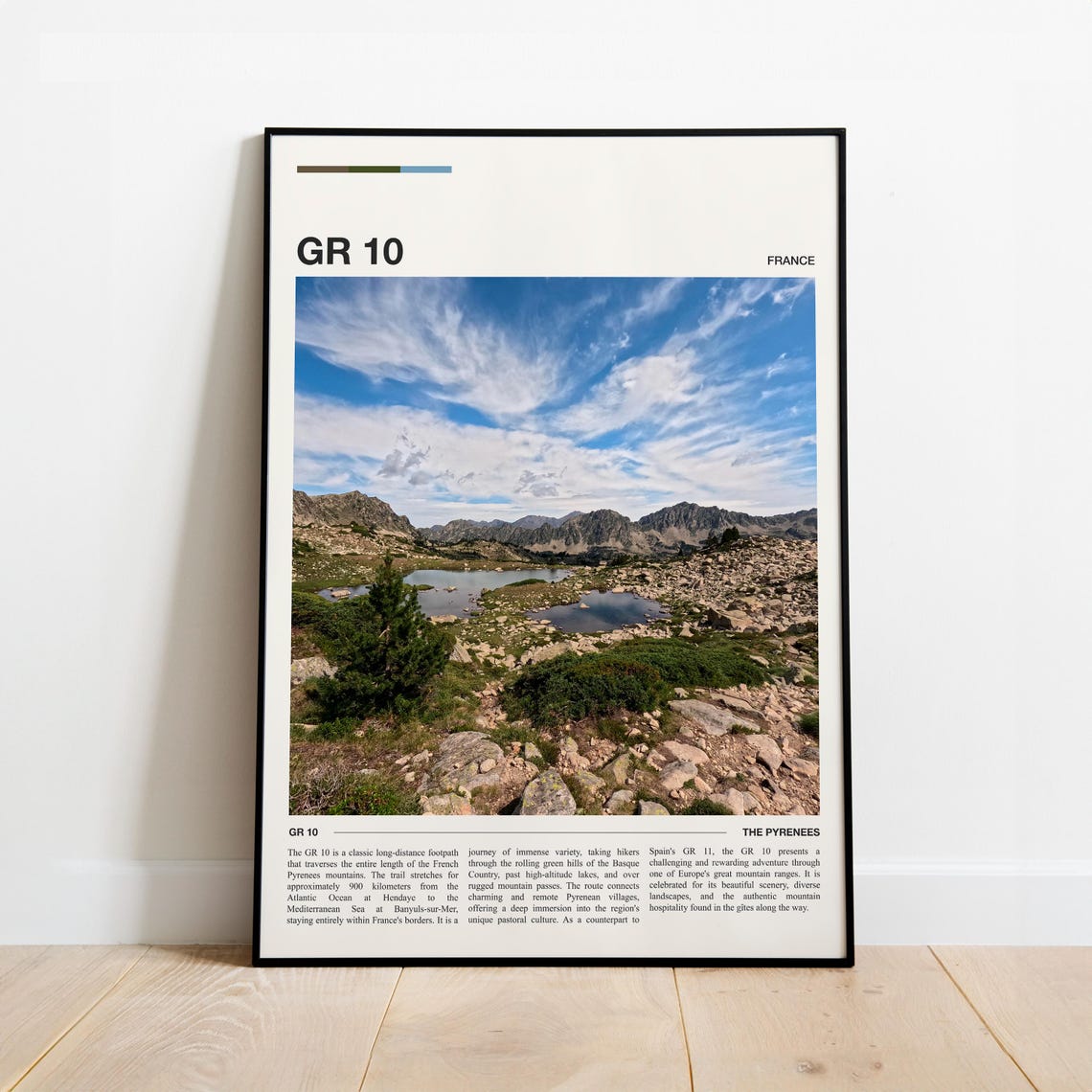GR 10 France Pyrenees Mountain Lake Long Distance Trail Poster