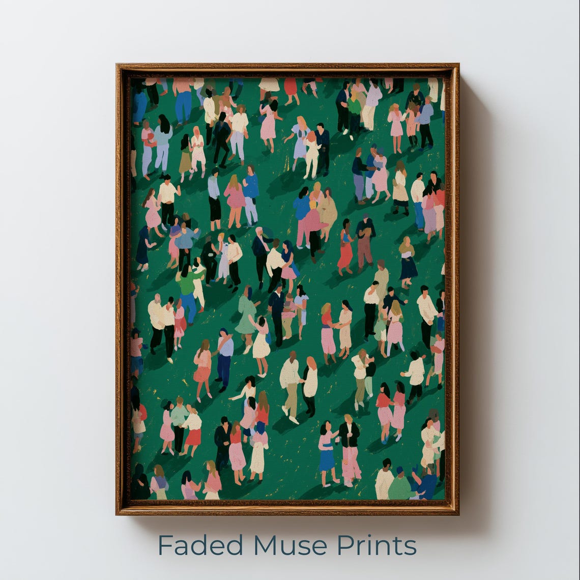 Aerial Garden Party Crowd Modern Flat Illustration Fun Poster