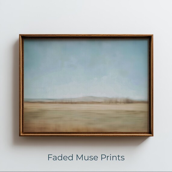 Vintage Abstract Landscape, Soft Horizon Line Art Print