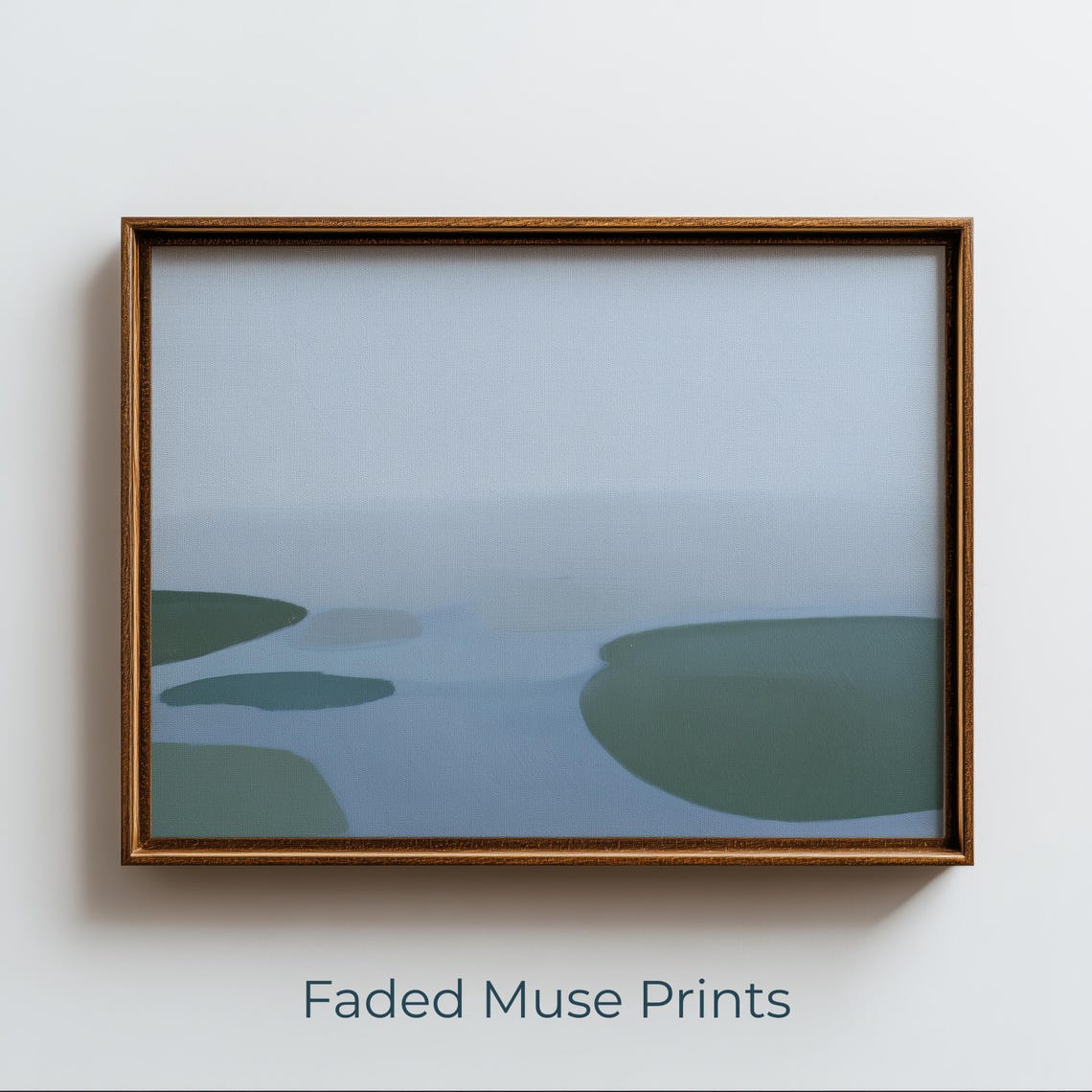 Muted Blue Green Marsh Abstract Minimalist Landscape Serene Art Print