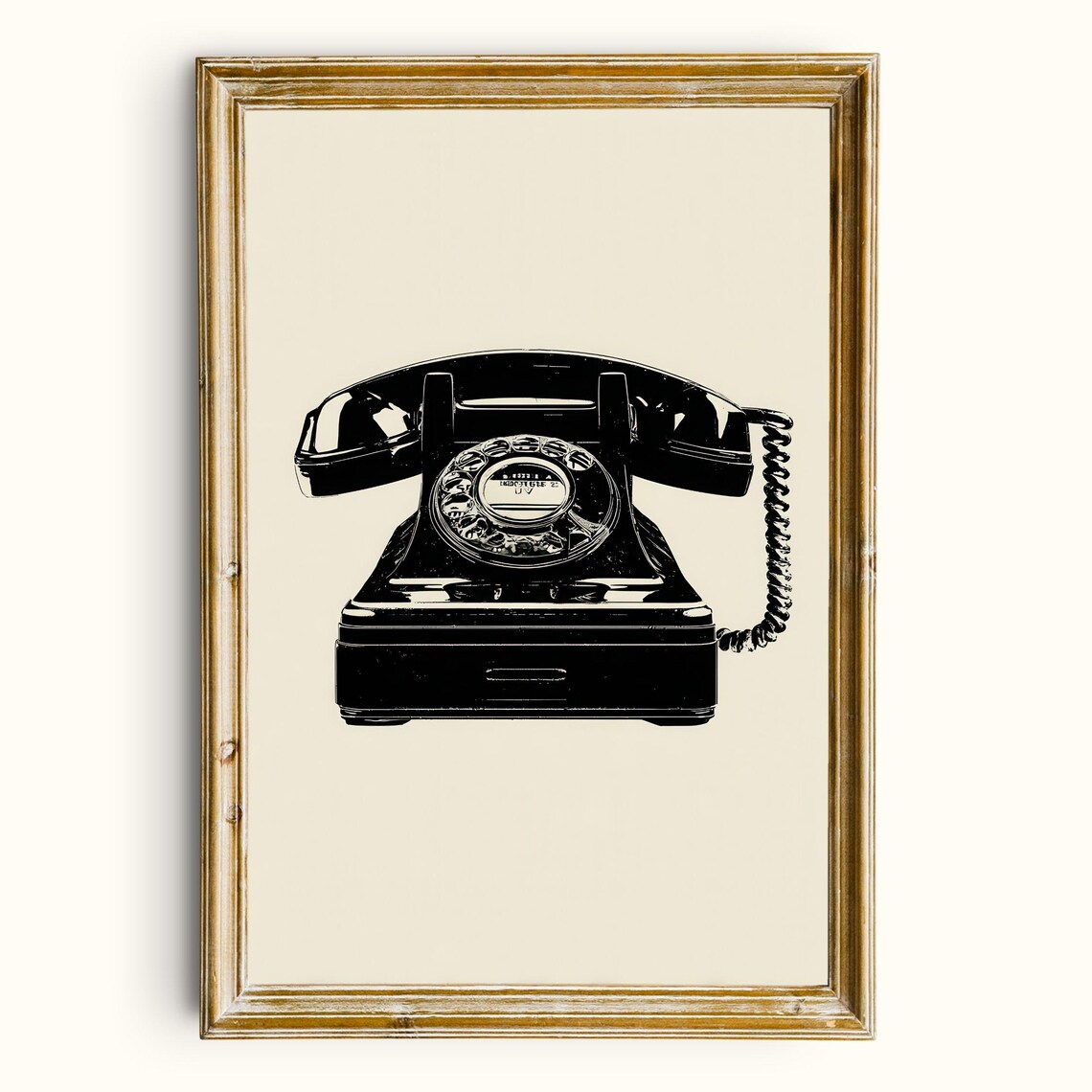 Vintage Rotary Telephone Classic Black and White Retro Art Poster