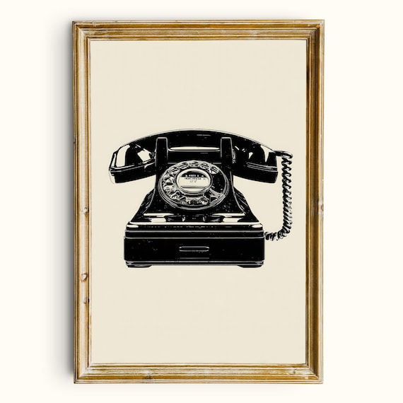Vintage Rotary Phone Print Mid Century Modern Wall Art Digital Download