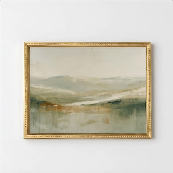 Soft Hills Minimalist Abstract Valley Neutral Sage Green Landscape Poster
