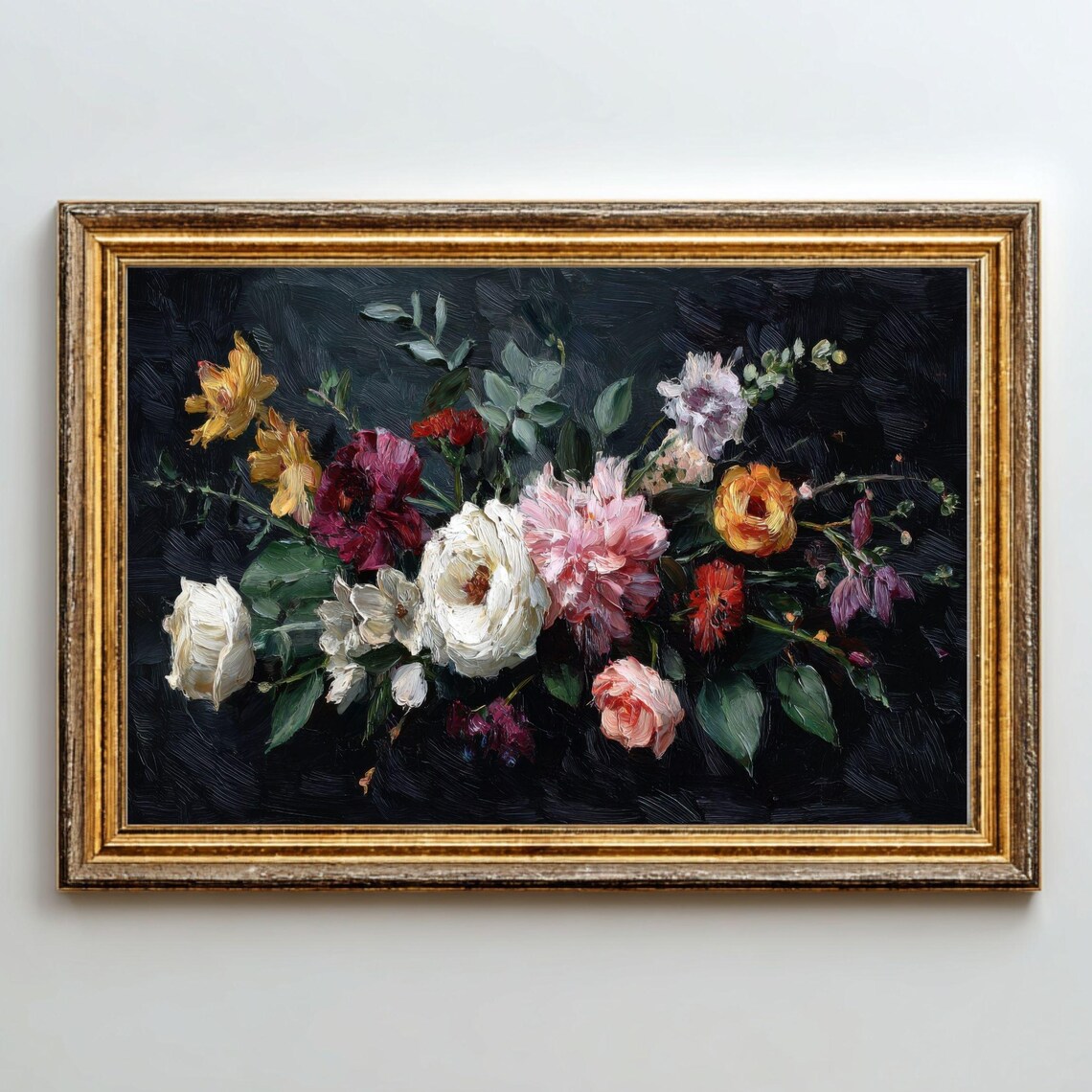 Dark Floral Painting Vintage Moody Garden Art Printable Pdf