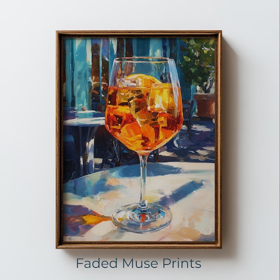 Aperol Spritz Cocktail Sunny Caf Painting Printable Wall Art Digital Download 3170