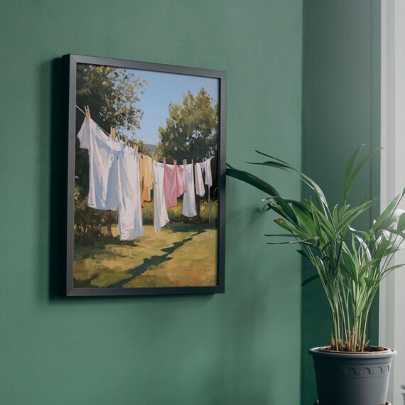 Cottagecore Laundry Line Art, Country Farmhouse