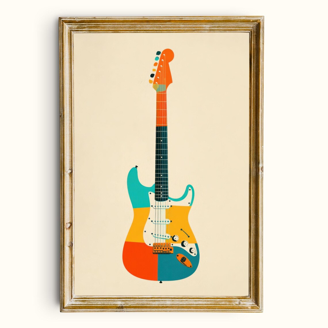 Electric Guitar Print Mid Century Modern Music Room Decor Digital Download