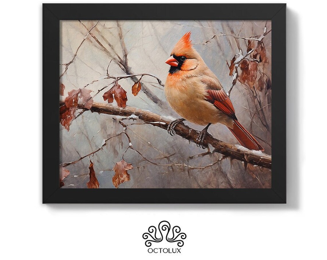 Vintage Style Christmas Cardinal Art Print