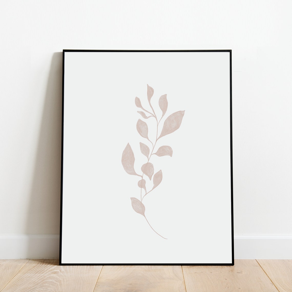 Black Botanical Leafy Branch Silhouette Minimalist Boho Framed Print - Image 4