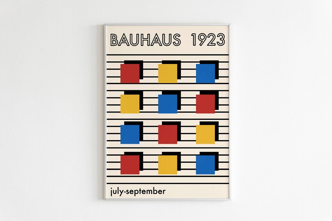 Bauhaus 1923 Line Pattern Primary Squares Minimalist Art Poster