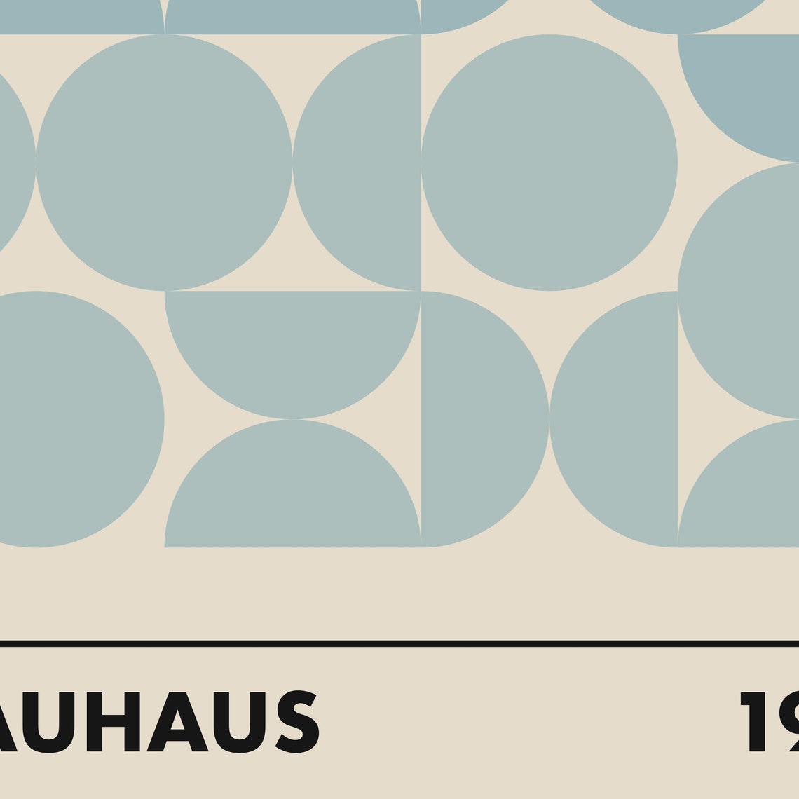 Bauhaus 1923 Blue Geometric Circles Mid Century Abstract Poster - Image 2