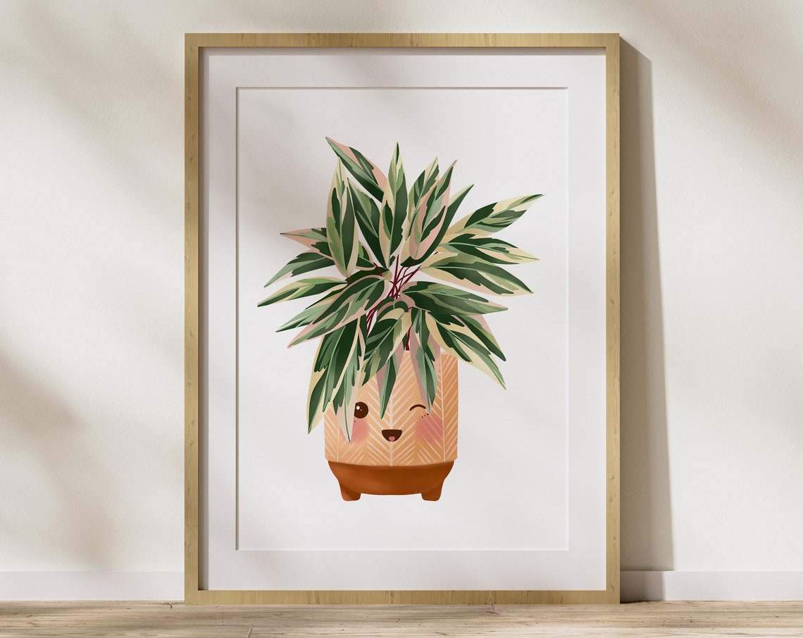 Winking Stromanthe Triostar Cute Happy Smiling Kawaii Plant Poster