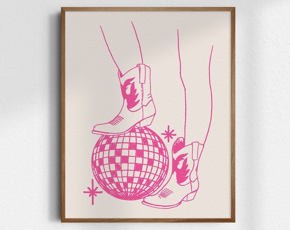 Disco Darlin Gicle Fine Art Print Western Wall Wild West Cowgirl Decor Unframed