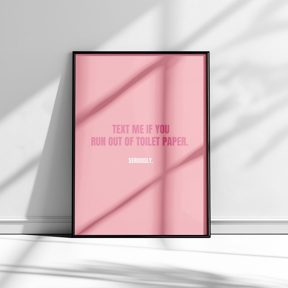 Text Me If You Run Out of Toilet Paper Funny Pink Bathroom Wall Poster