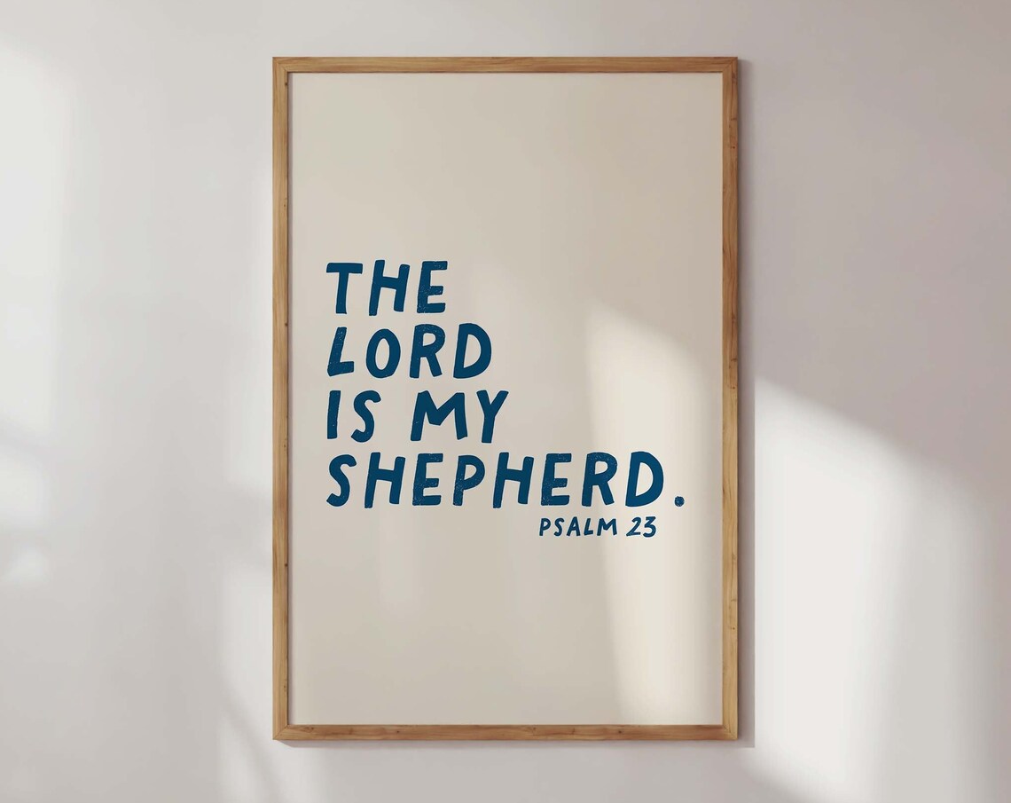 Psalm 23 Minimalist Christian Art Print, Bible Verse
