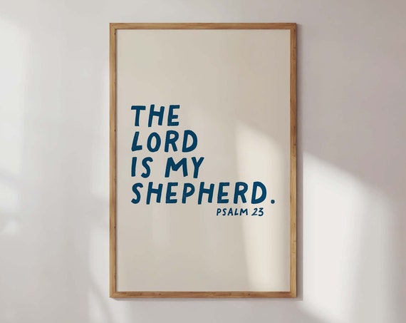 Psalm 23 Minimalist Christian Art Print, Bible Verse