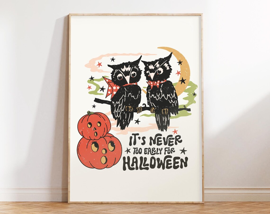 It’s Never Too Early For Halloween, Retro Pumpkin Art Print
