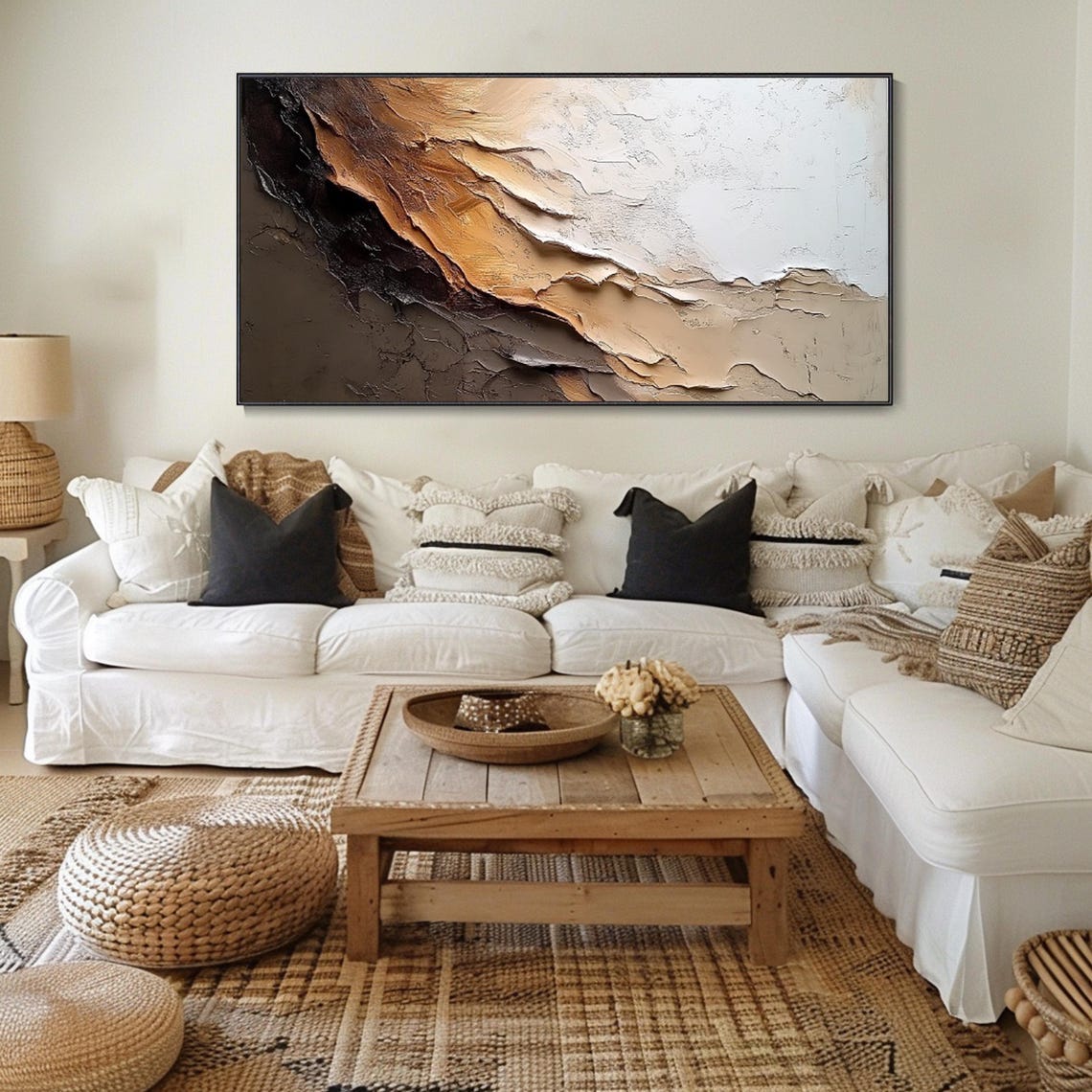 Abstract Art Beige Brown White Earth Tones Tranquil Elegance Home Wall Decor Textured Layering Thick Modern Decorative Original Hand - Image 2