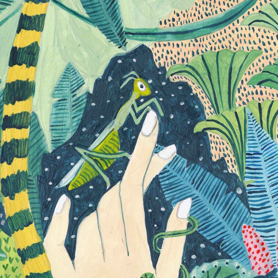 Praying Mantis Botanical Illustration Tropical Art Print - Image 2