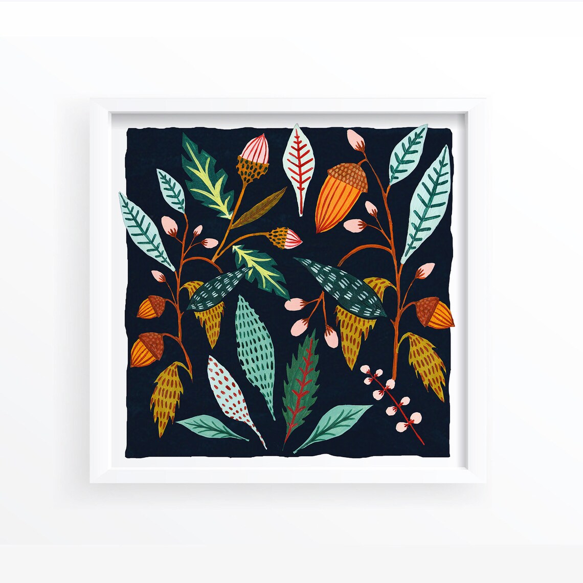 Fall Woodland Botanical Art Print, Autumn Decor