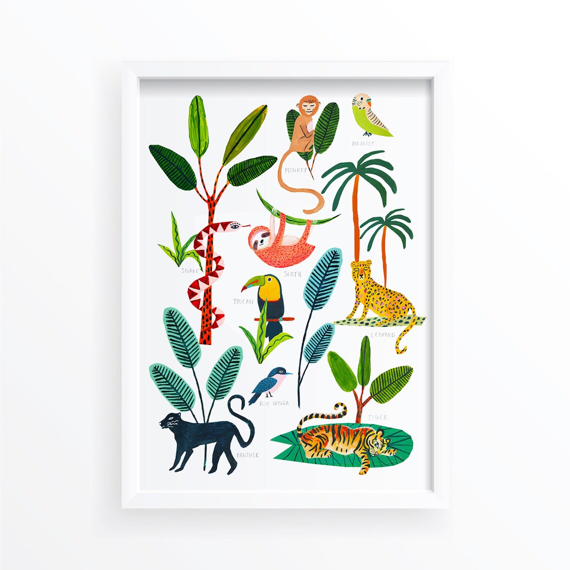 Jungle Animals Botanical Nursery Art Print