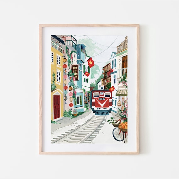 Hanoi Vietnam Train Street Travel Poster