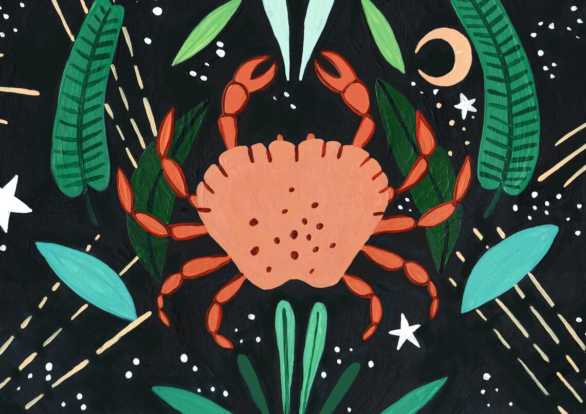 Cancer Zodiac Constellation Crab Illustration Art Print - Image 2