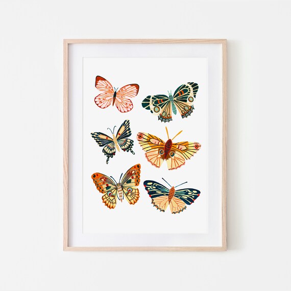 Butterfly Wall Art Insect Print, Nursery Decor