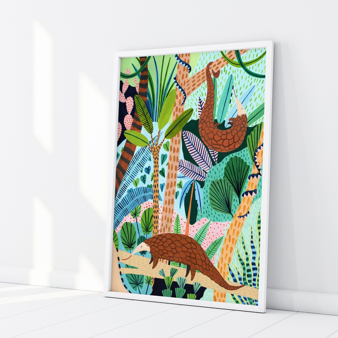 Pangolin Jungle Illustration Botanical Art Print - Image 2