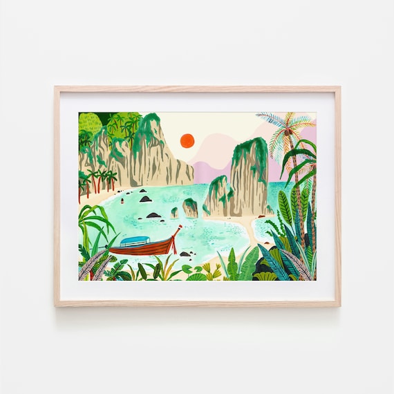 Phi Phi Islands Thailand Travel Poster, Coastal Decor