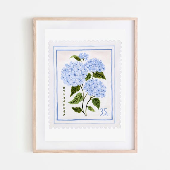 Hydrangea Vintage Floral Art Print, Botanical Poster