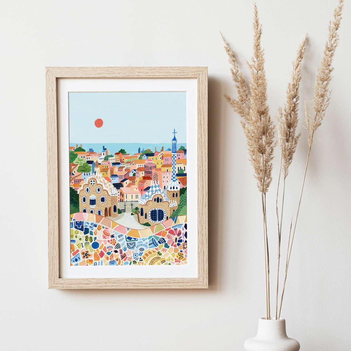 Barcelona Travel Print, Park Guell Europe Travel Poster - Image 2