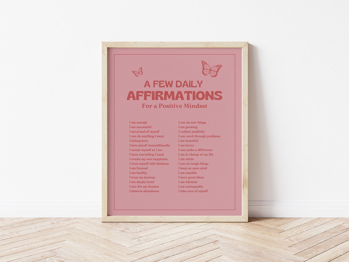 Affirmations Retro Poster, Vintage Home Decor