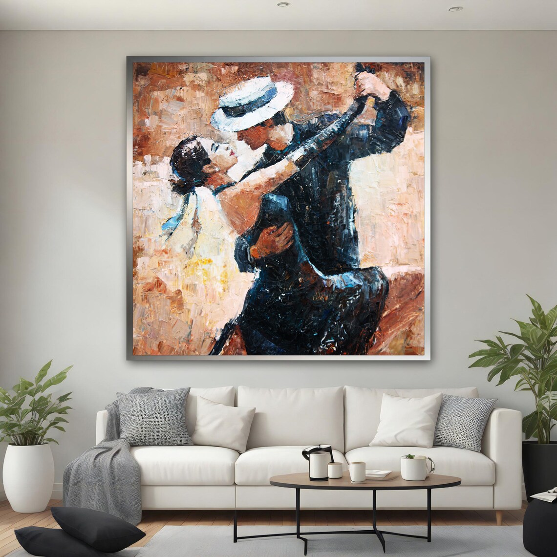 Romantic Tango Dancers Impasto Oil Painting Couple Embrace Dance Art Poster - Image 4