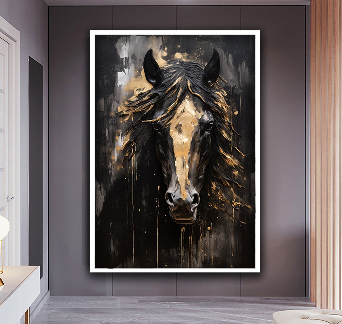 Black Horse Art Noble Black Horse Wall Art Horse Wall Art Animal Art Farmhouse Home Wall Decor Horse Lover Gift - Image 4