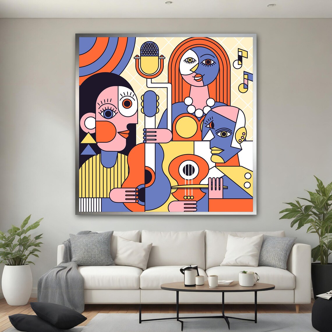 Cubist Jazz Musicians Abstract Colorful Music Band Pop Art Style Poster - Image 3