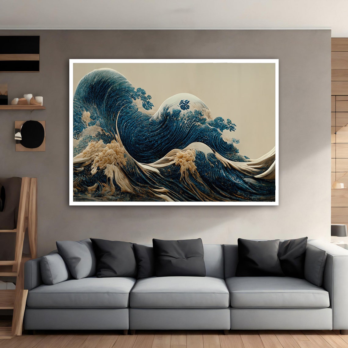 Great Wave Inspired Modern Japanese Ocean Wave Painting Art Poster - Image 5