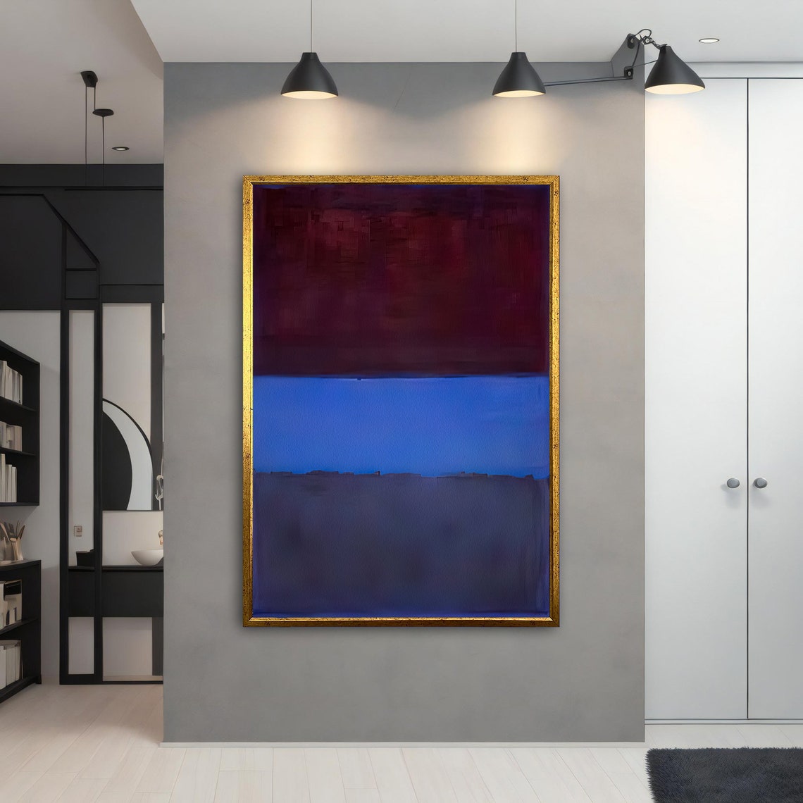 Rothko Style Maroon and Blue Color Field Abstract Art Poster