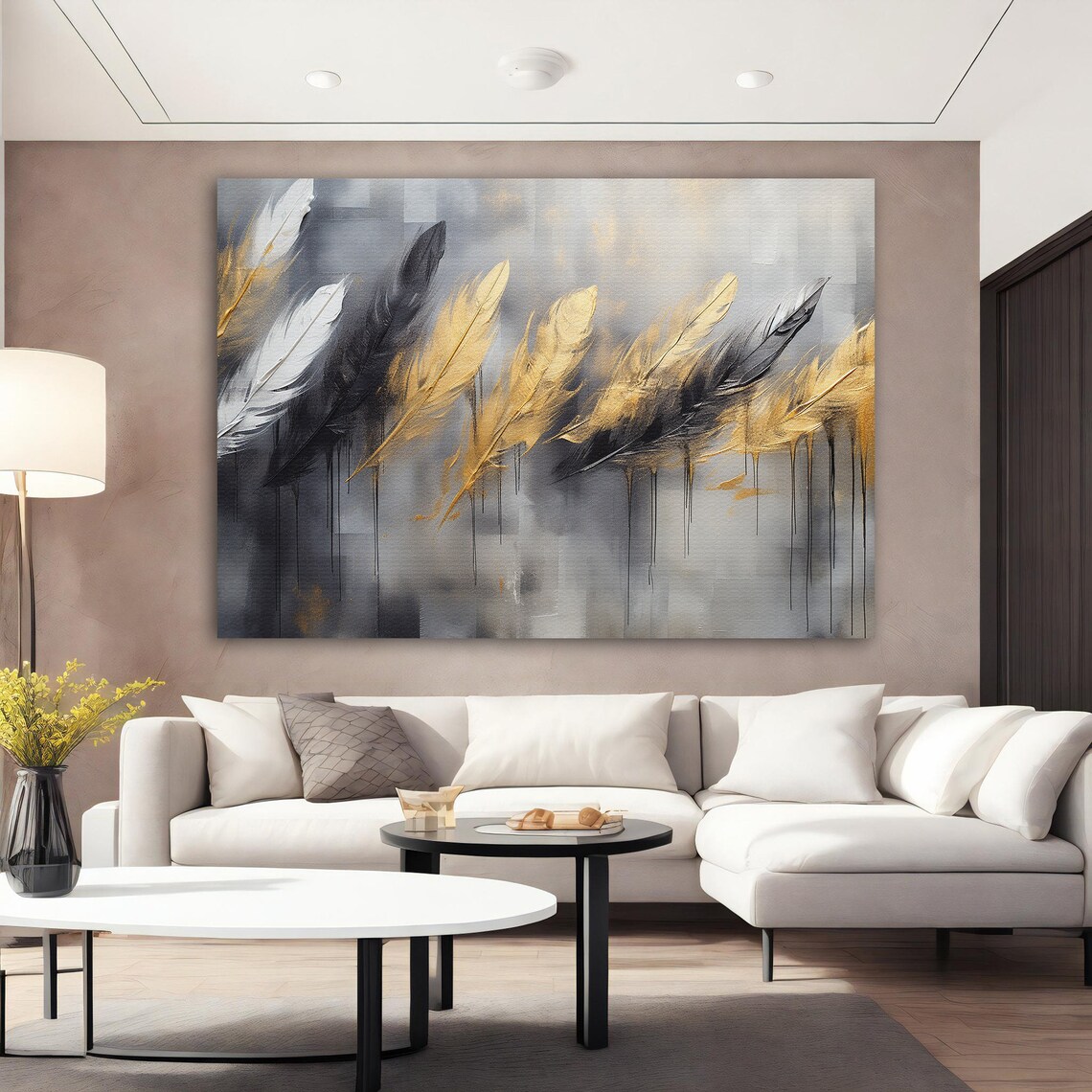 Feather Abstract Feather, Black And Gold Poster - Image 3