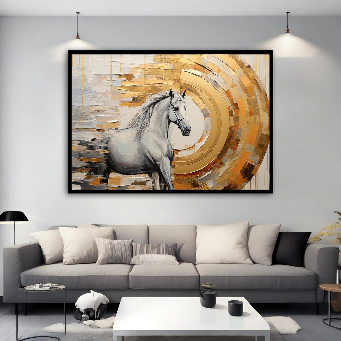 White Horse Painting Horse Wall Art White Horse Wall Art Horse Lover Gift Wall Art Horse Photo Wall Decor Animal Wall Art