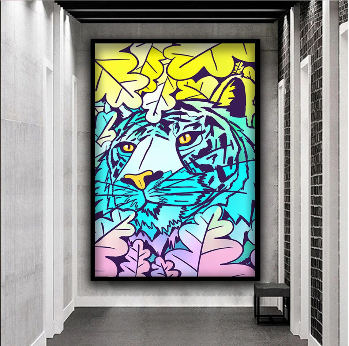 Tiger Painting Colorful Tiger Print Leaves And Tiger Art Big Cat Art Print Wild Animal Wall Art Animal Home Decor - Image 5