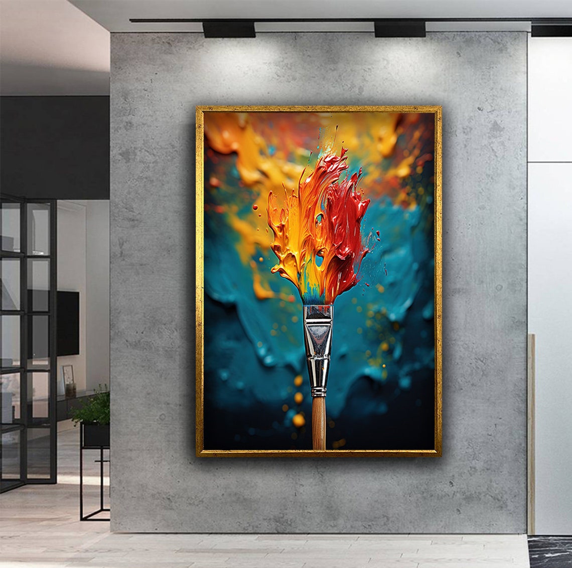 Paintbrush Exploding With Vibrant Paint Splash Abstract Art Poster - Image 3