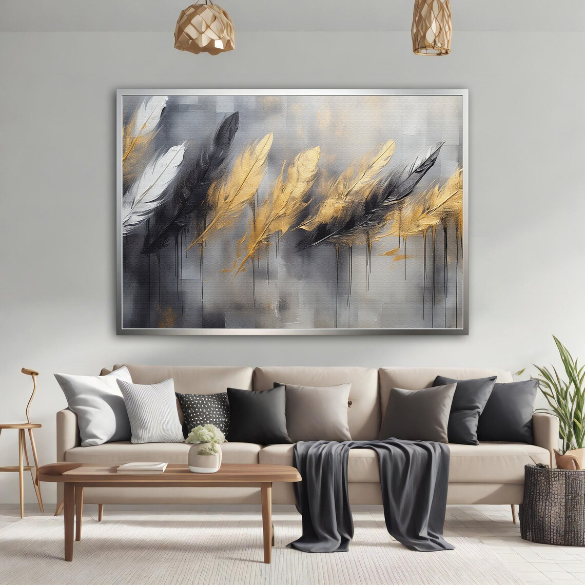 Feather Abstract Feather, Black And Gold Poster - Image 4