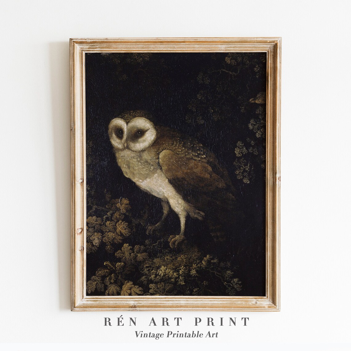 Antique Owl Painting, Dark Academia Wall Art